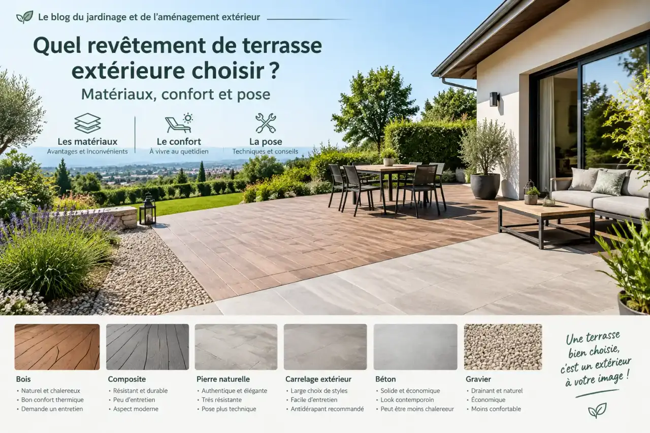 Quel revêtement de terrasse extérieure choisir ? Matériaux, confort et pose