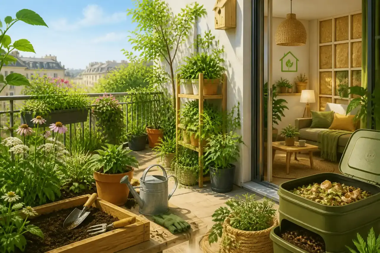 Illustration aquarelle d'un magnifique jardin secret et foisonnant