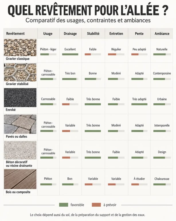 Infographie des revêtements pour l’aménagement d’allée d’entrée de maison