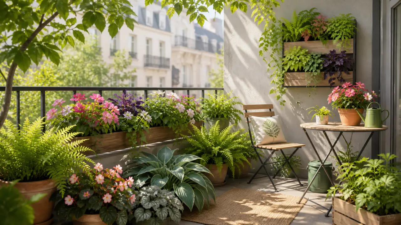 Balcon d’ombre fleuri et apaisant